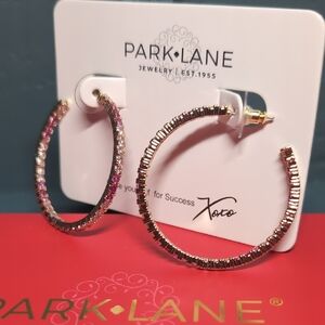 Park Lane Pink and Gold Textured Hoop Earrings